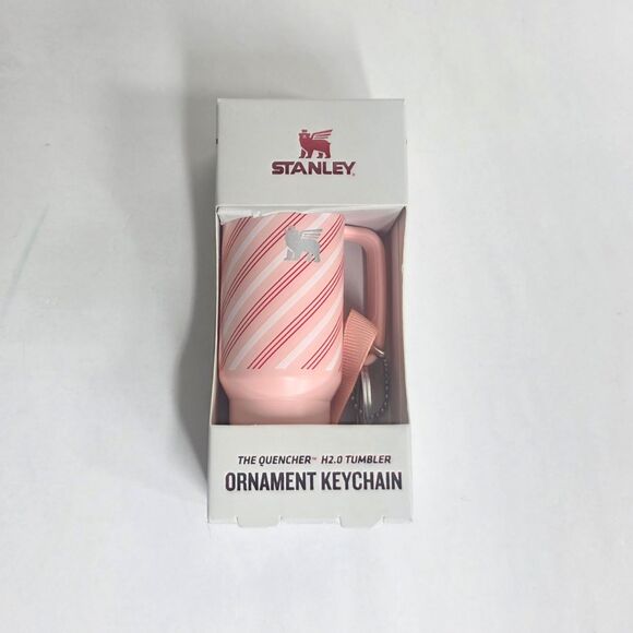 Stanley Tumbler Candy Cane Strawberry Polka Dot Ornament Keychain Set of 3 - NEW - Picture 10 of 11